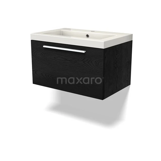 Modulo Vanity units with basin | 70 cm Black oak Flat front Mineral marble 1 drawer BMW11-04589