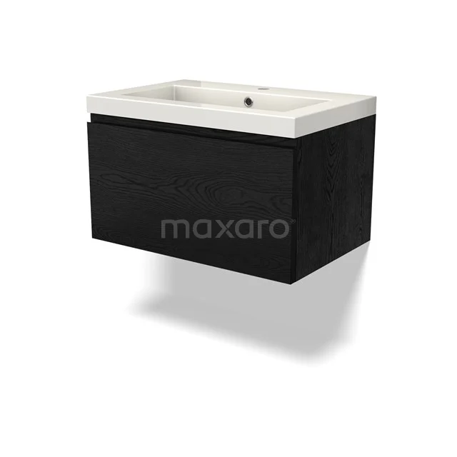 Modulo Vanity units with basin | 70 cm Black oak Handle-less front Mineral marble 1 drawer BMW11-04595