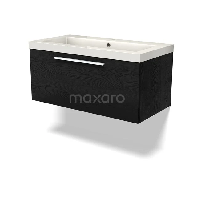Modulo Bathroom furniture with sink | 90 cm Black oak Flat front Mineral marble 1 drawer BMW11-04601 Modulo Bathroom furniture with sink | 90 cm Black oak Flat front Mineral marble 1 drawer BMW11-04601