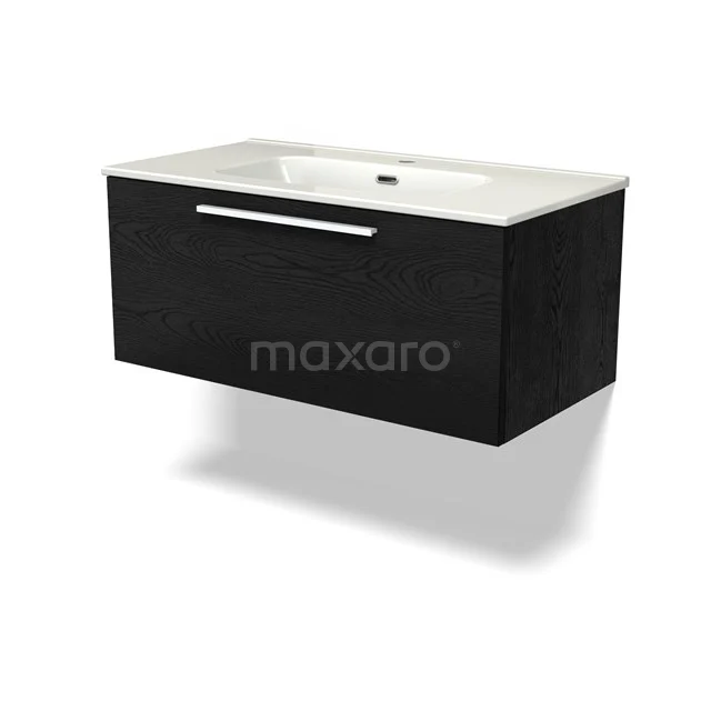 Modulo Bathroom furniture with sink | 90 cm Black oak Flat front Ceramic 1 drawer BMW11-04606