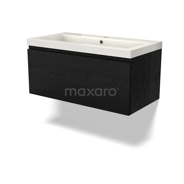 Modulo Bathroom furniture with sink | 90 cm Black oak Handle-less front Mineral marble 1 drawer BMW11-04608 Modulo Bathroom furniture with sink | 90 cm Black oak Handle-less front Mineral marble 1 drawer BMW11-04608