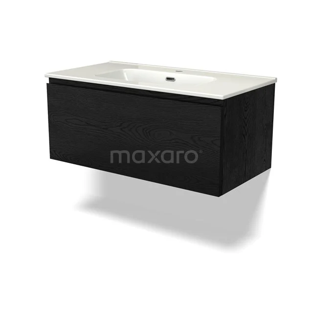 Modulo Bathroom furniture with sink | 90 cm Black oak Handle-less front Ceramic 1 drawer BMW11-04613 Modulo Bathroom furniture with sink | 90 cm Black oak Handle-less front Ceramic 1 drawer BMW11-04613