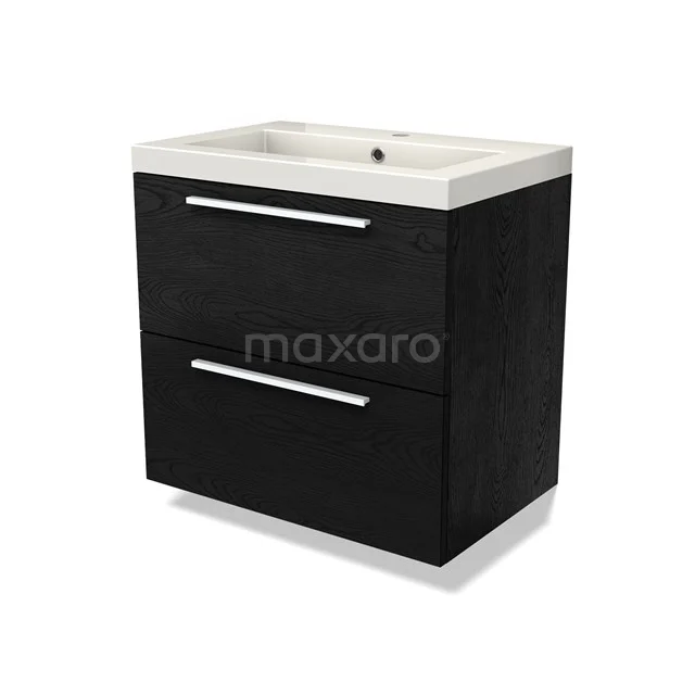 Modulo Bathroom furniture with sink | 70 cm Black oak Flat front Mineral marble 2 Stacked drawers BMW17-04760
