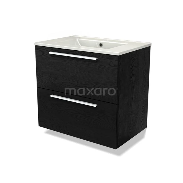 Modulo Bathroom furniture with sink | 70 cm Black oak Flat front Ceramic 2 Stacked drawers BMW17-04763