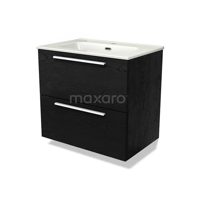 Modulo Bathroom furniture with sink | 70 cm Black oak Flat front Ceramic 2 Stacked drawers BMW17-04764
