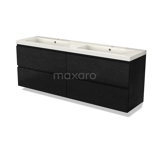 Modulo Waschtische | 180 cm Schwarze Eiche Grifflos front Mineralguss 4 Schubladen BMW18-01145