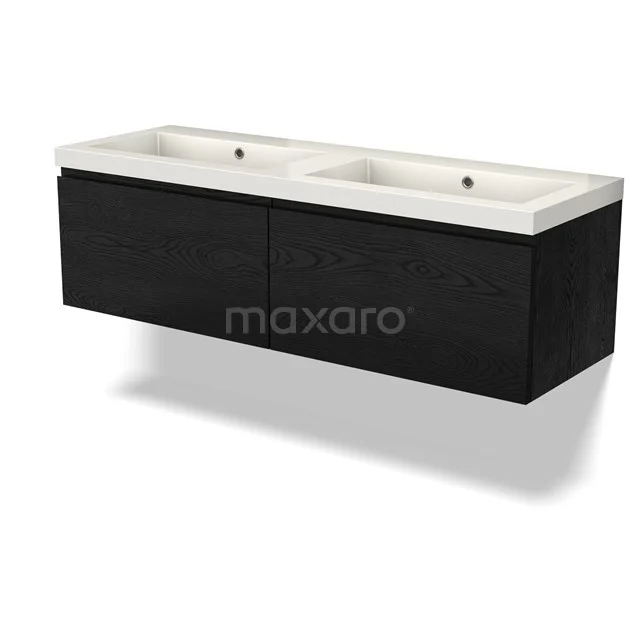 Modulo Vanity units with basin | 140 cm Black oak Handle-less front Mineral marble 2 Side-by-side drawers BMW12-01113