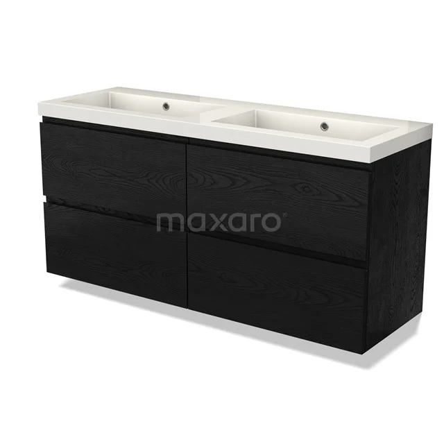 Modulo Vanity units with basin | 140 cm Black oak Handle-less front Mineral marble 4 drawers BMW18-01152