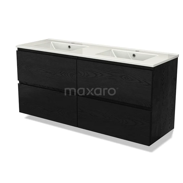 Modulo Vanity units with basin | 140 cm Black oak Handle-less front Ceramic 4 drawers BMW18-01154