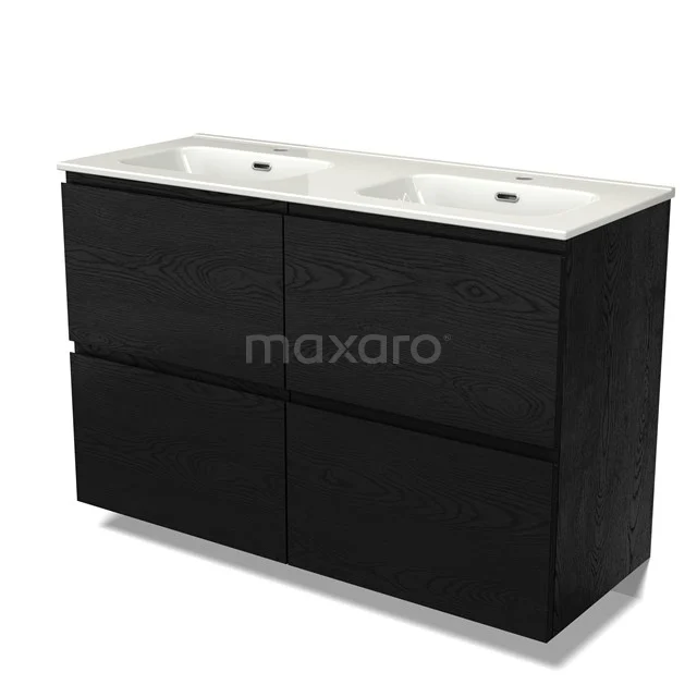Modulo Bathroom furniture with sink | 120 cm Black oak Handle-less front Ceramic 4 high drawers BMW14-00712