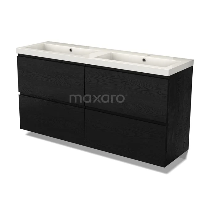 Modulo Vanity units with basin | 160 cm Black oak Handle-less front Mineral marble 4 high drawers BMW14-00714