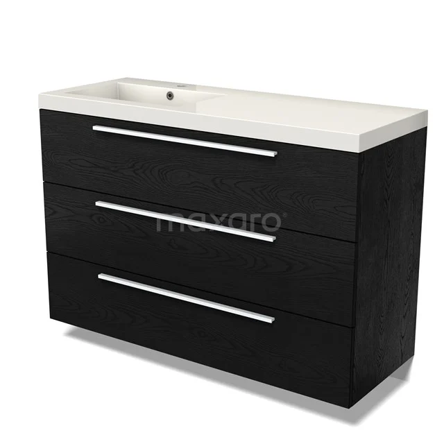 Modulo Vanity units with basin | 120 cm Black oak Flat front Mineral marble 3 drawers BMW19-02676