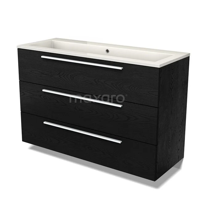 Modulo Waschtische | 120 cm Schwarze Eiche Flach front Mineralguss 3 Schubladen BMW19-02678
