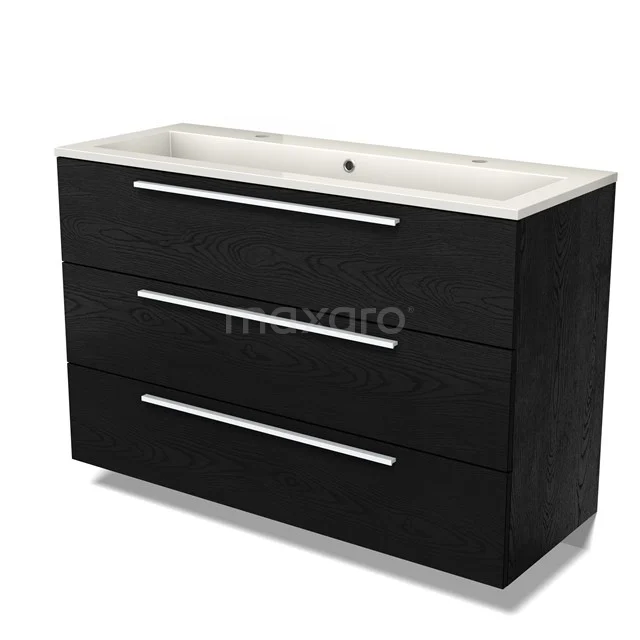 Modulo Vanity units with basin | 120 cm Black oak Flat front Mineral marble 3 drawers BMW19-02679