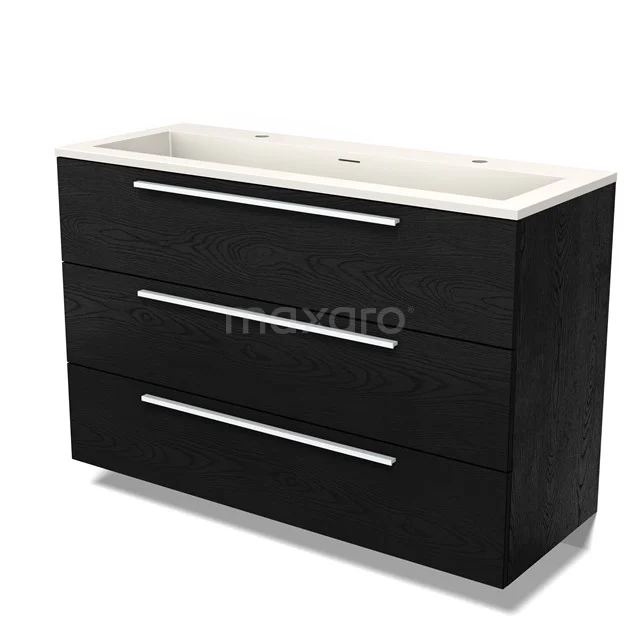 Modulo Vanity units with basin | 120 cm Black oak Flat front Solid surface 3 drawers BMW19-02682