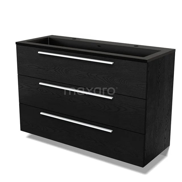 Modulo Vanity units with basin | 120 cm Black oak Flat front Quartz 3 drawers BMW19-02686