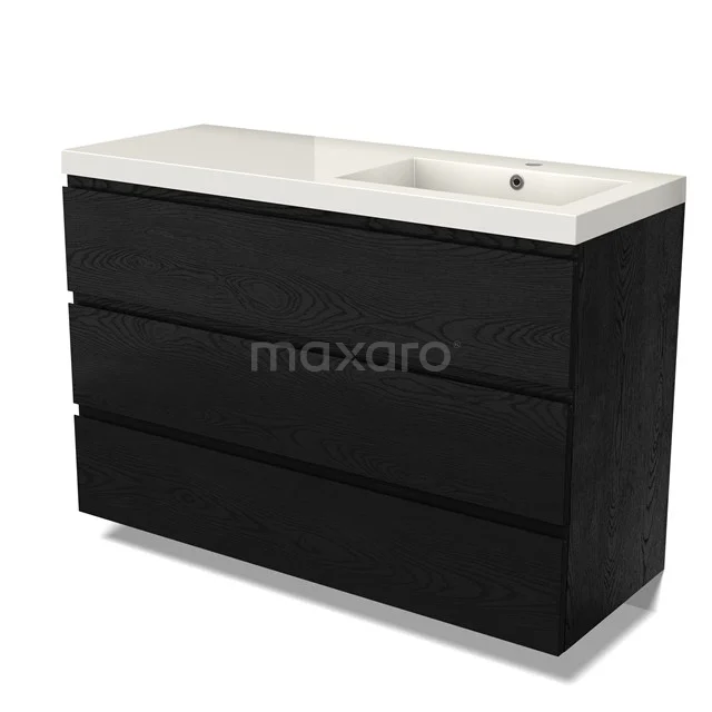 Modulo Vanity units with basin | 120 cm Black oak Handle-less front Mineral marble 3 drawers BMW19-02691