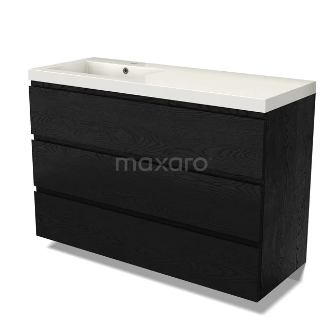 Modulo Vanity units with basin | 120 cm Black oak Handle-less front Mineral marble 3 drawers BMW19-02692