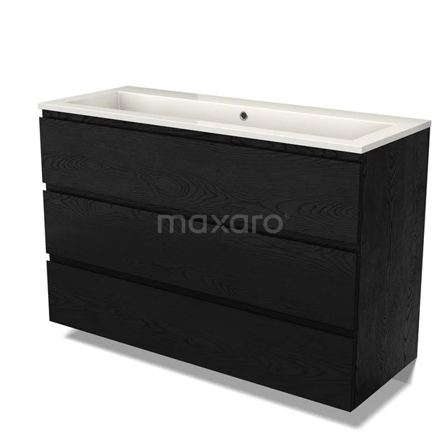 Modulo Vanity units with basin | 120 cm Black oak Handle-less front Mineral marble 3 drawers BMW19-02694
