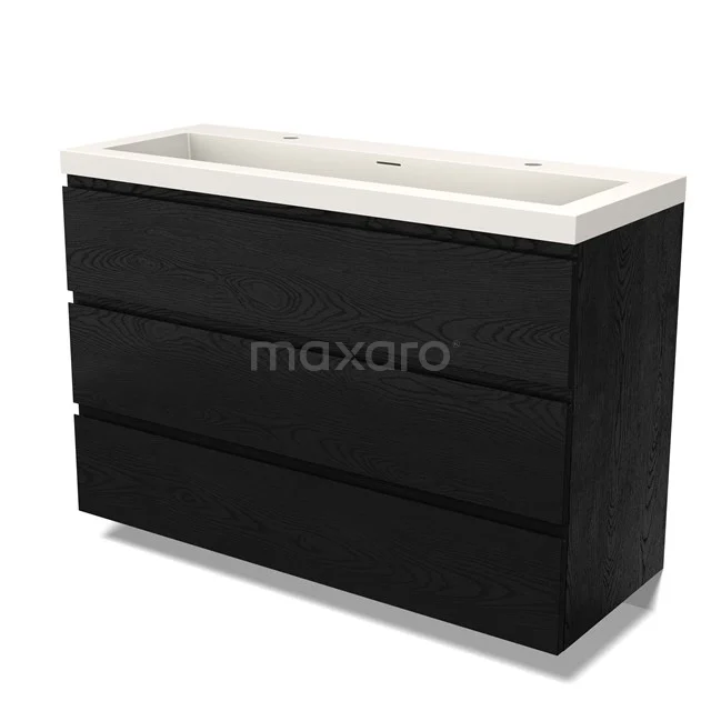 Modulo Vanity units with basin | 120 cm Black oak Handle-less front Solid surface 3 drawers BMW19-02696