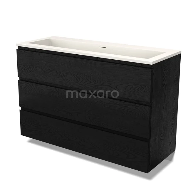 Modulo Bathroom furniture with sink | 120 cm Black oak Handle-less front Solid surface 3 drawers BMW19-02697