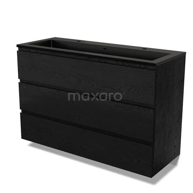 Modulo Vanity units with basin | 120 cm Black oak Handle-less front Quartz 3 drawers BMW19-02702