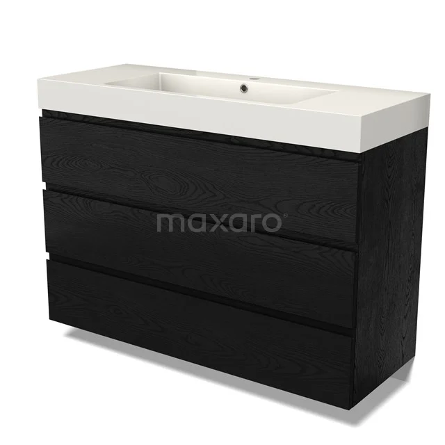 Modulo Vanity units with basin | 120 cm Black oak Handle-less front Mineral marble 3 drawers BMW19-02705