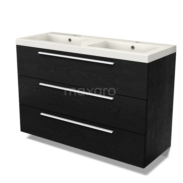 Modulo Vanity units with basin | 120 cm Black oak Flat front Mineral marble 3 drawers BMW19-02708