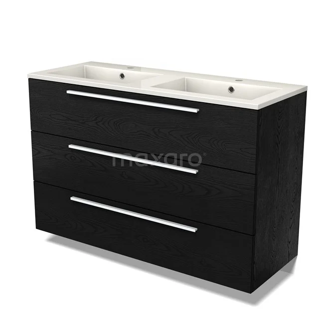 Modulo Waschtische | 120 cm Schwarze Eiche Flach front Mineralguss 3 Schubladen BMW19-02709