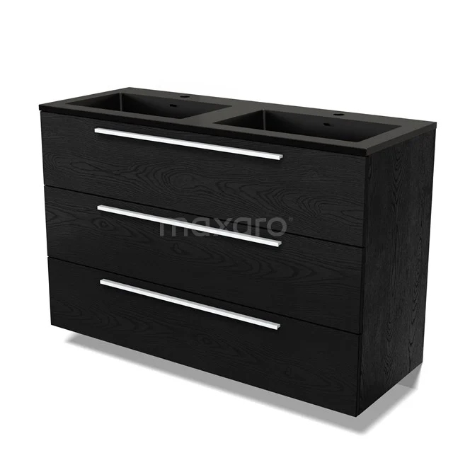 Modulo Vanity units with basin | 120 cm Black oak Flat front Quartz 3 drawers BMW19-02716