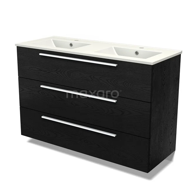 Modulo Vanity units with basin | 120 cm Black oak Flat front Ceramic 3 drawers BMW19-02718