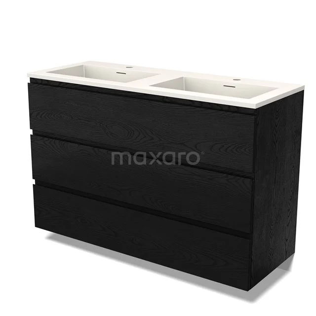 Modulo Vanity units with basin | 120 cm Black oak Handle-less front Solid surface 3 drawers BMW19-02726