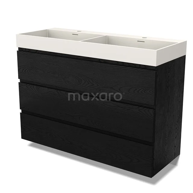 Modulo Vanity units with basin | 120 cm Black oak Handle-less front Solid surface 3 drawers BMW19-02729