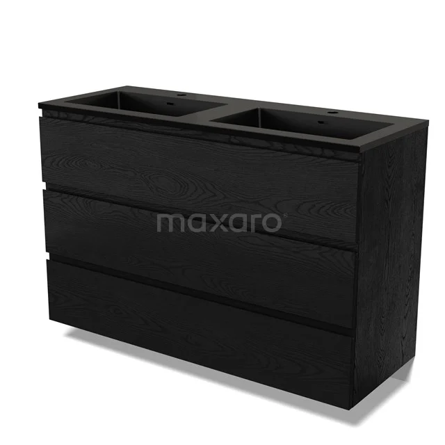 Modulo Vanity units with basin | 120 cm Black oak Handle-less front Quartz 3 drawers BMW19-02731
