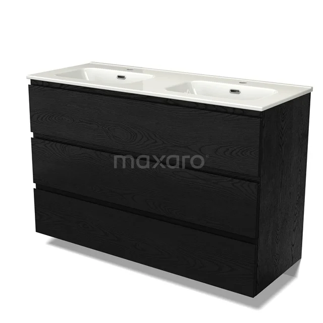 Modulo Vanity units with basin | 120 cm Black oak Handle-less front Ceramic 3 drawers BMW19-02735