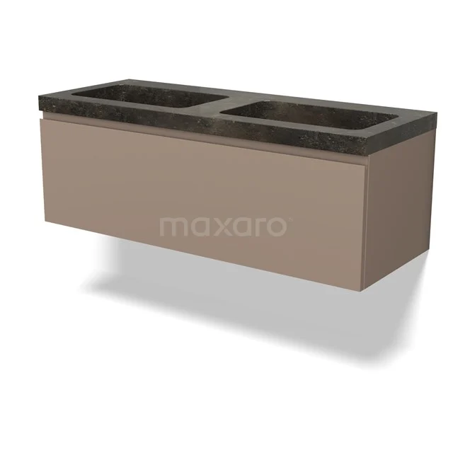 Modulo Badkamermeubel met wastafel | 120 cm Taupe Greeploos front Natuursteen 1 lade BMW11-04774