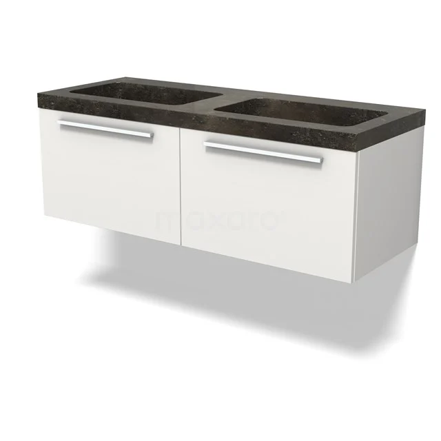 Modulo Bathroom furniture with sink | 120 cm Matte white Flat front Natural stone 2 Side-by-side drawers BMW12-01120