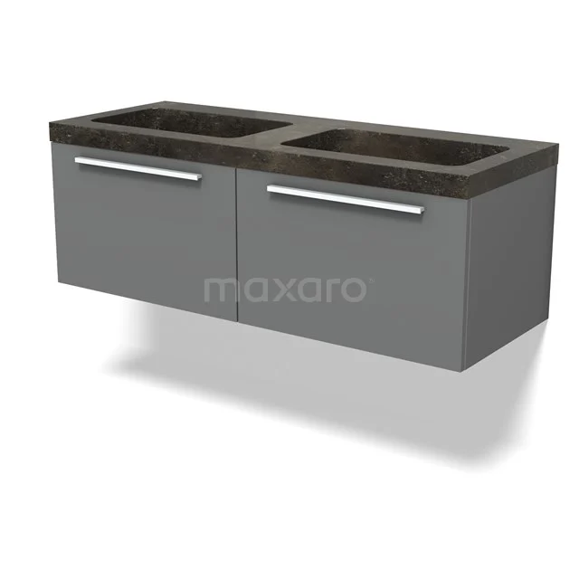 Modulo Bathroom furniture with sink | 120 cm Mid grey Flat front Natural stone 2 Side-by-side drawers BMW12-01123