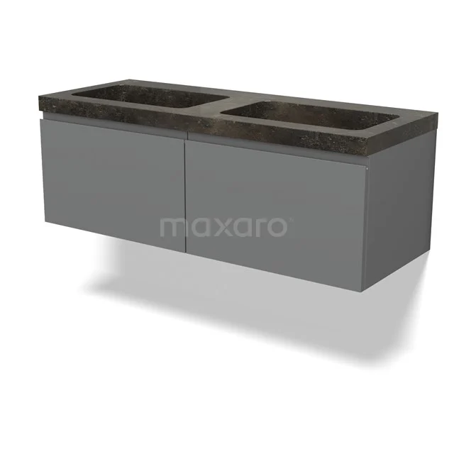 Modulo Bathroom furniture with sink | 120 cm Mid grey Handle-less front Natural stone 2 Side-by-side drawers BMW12-01125