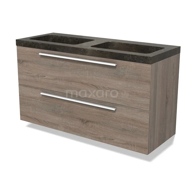 Modulo Vanity units with basin | 120 cm Oak Flat front Natural stone 2 Stacked drawers BMW17-04934