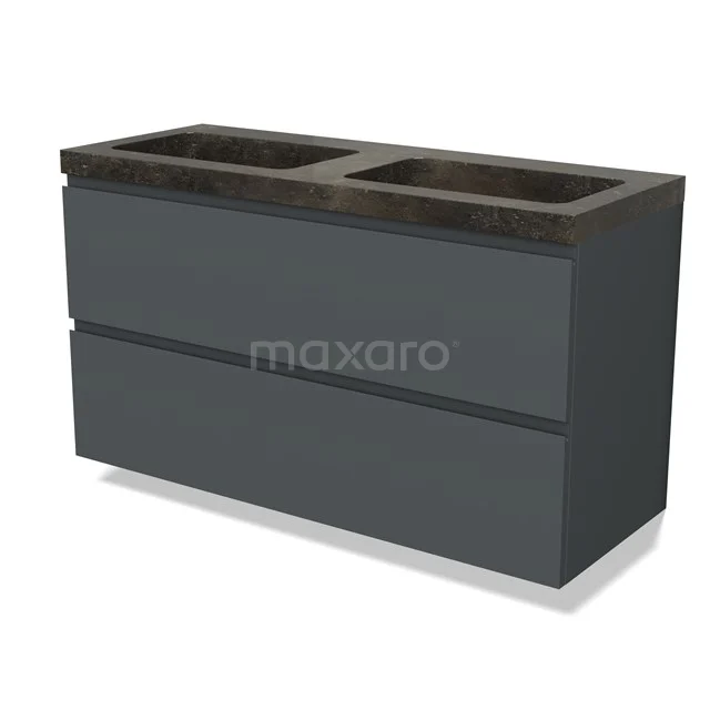 Modulo Bathroom furniture with sink | 120 cm Dark grey Handle-less front Natural stone 2 Stacked drawers BMW17-04938