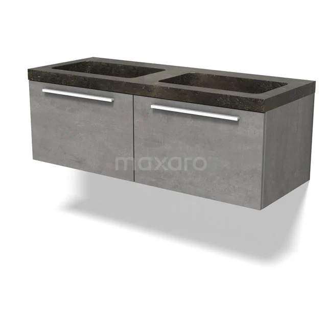 Modulo Vanity units with basin | 120 cm Light grey concrete Flat front Natural stone 2 Side-by-side drawers BMW12-01145