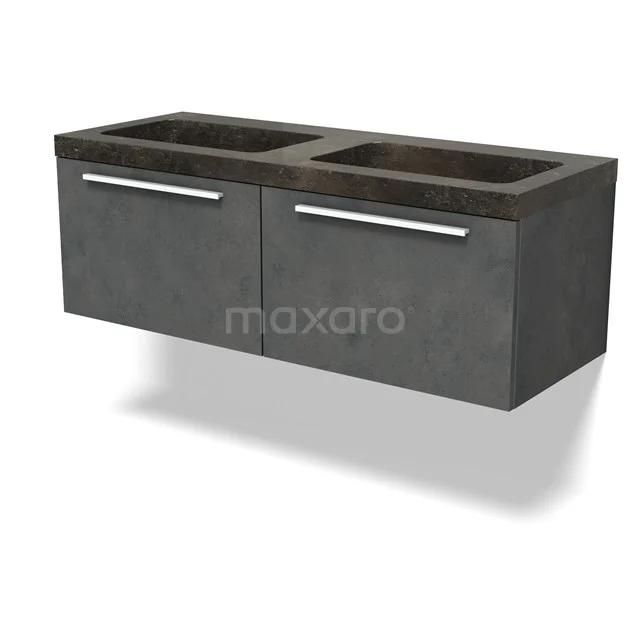 Modulo Bathroom furniture with sink | 120 cm Dark grey concrete Flat front Natural stone 2 Side-by-side drawers BMW12-01146