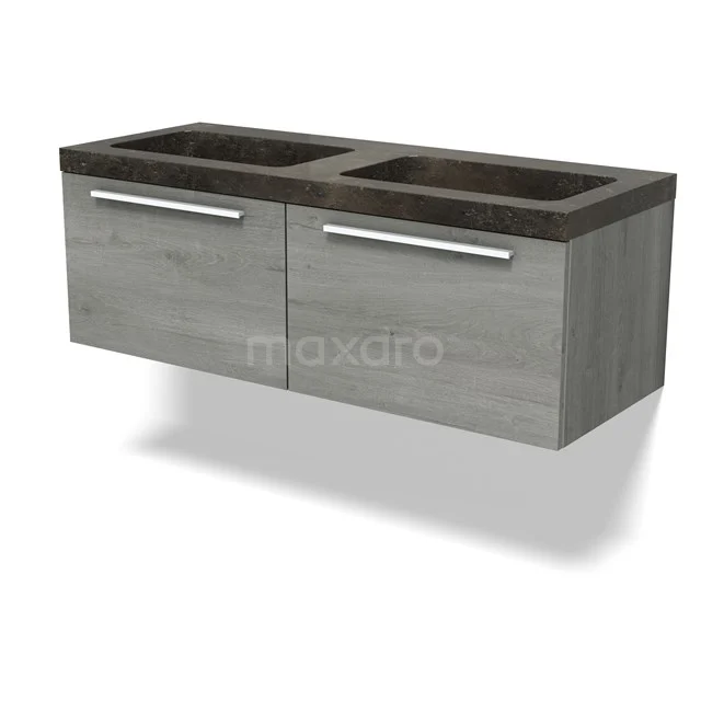 Modulo Vanity units with basin | 120 cm Grey oak Flat front Natural stone 2 Side-by-side drawers BMW12-01147
