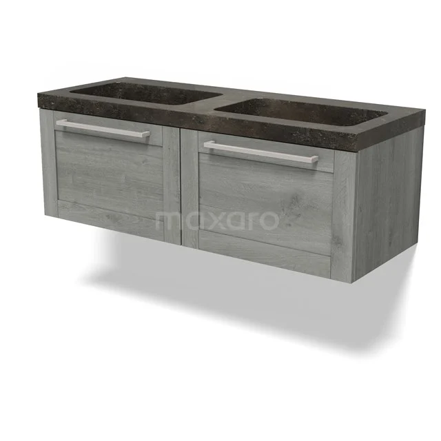 Modulo Bathroom furniture with sink | 120 cm Grey oak Bordered front Natural stone 2 Side-by-side drawers BMW12-01148 Modulo Bathroom furniture with sink | 120 cm Grey oak Bordered front Natural stone 2 Side-by-side drawers BMW12-01148