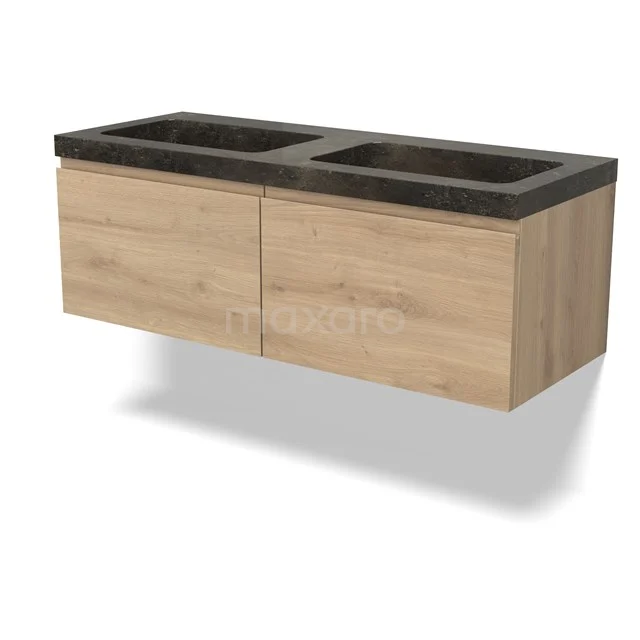 Modulo Vanity units with basin | 120 cm Light brown oak Handle-less front Natural stone 2 Side-by-side drawers BMW12-01149
