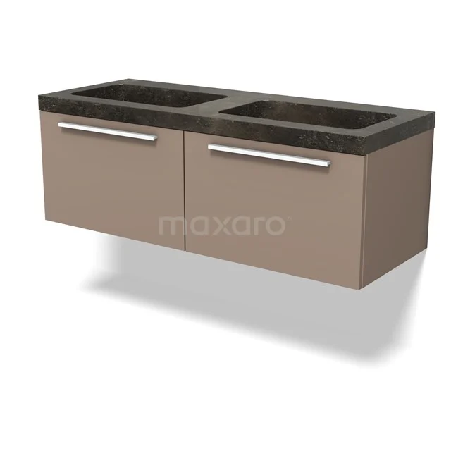 Modulo Vanity units with basin | 120 cm Dark brown oak Handle-less front Natural stone 2 Side-by-side drawers BMW12-01151