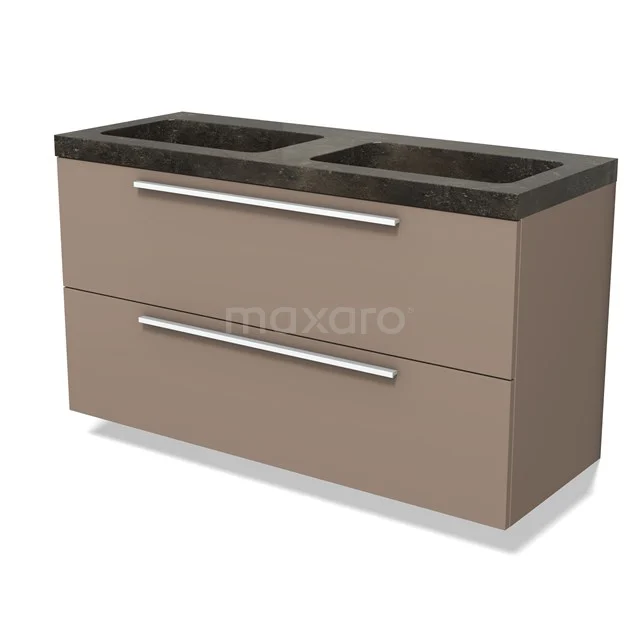 Modulo Waschtische | 120 cm Taupe Flach front Naturstein 2 übereinanderliegende Schubladen BMW17-04942