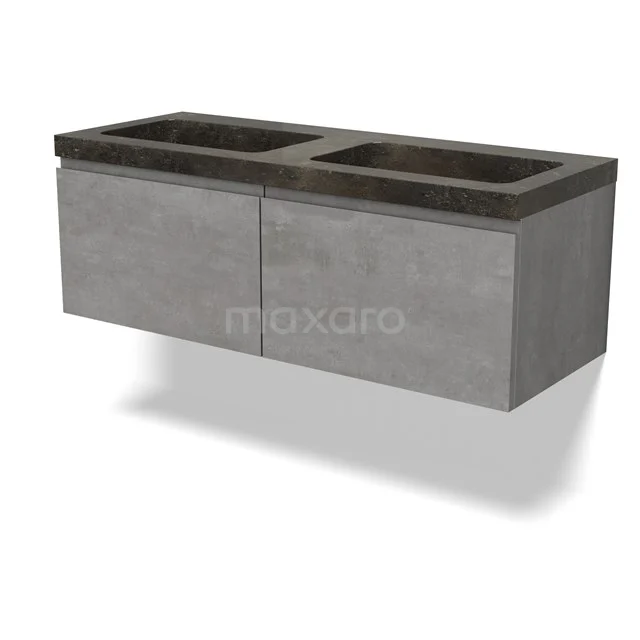 Modulo Bathroom furniture with sink | 120 cm Light grey concrete Handle-less front Natural stone 2 Side-by-side drawers BMW12-01158