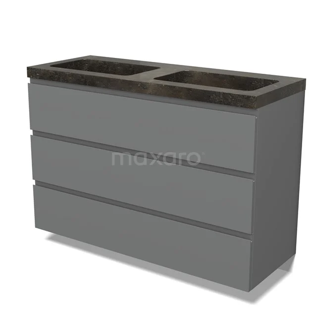 Modulo Vanity units with basin | 120 cm Mid grey Handle-less front Natural stone 3 drawers BMW19-02827